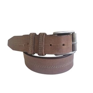 14th & Union Brown Genuine Leather Belt W Silver Square Buckle 44